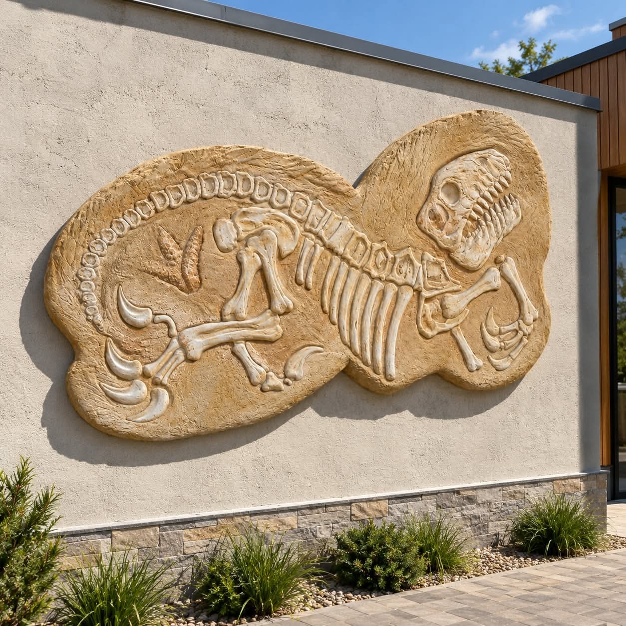 Płaskorzeźba skamielina dinozaura z laminatu do parku dinozaurów i muzeum 280 cm