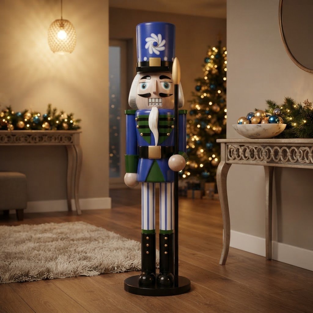 Bożonarodzeniowa figura dziadka do orzechów z halabardą do domu i salonu 140 cm