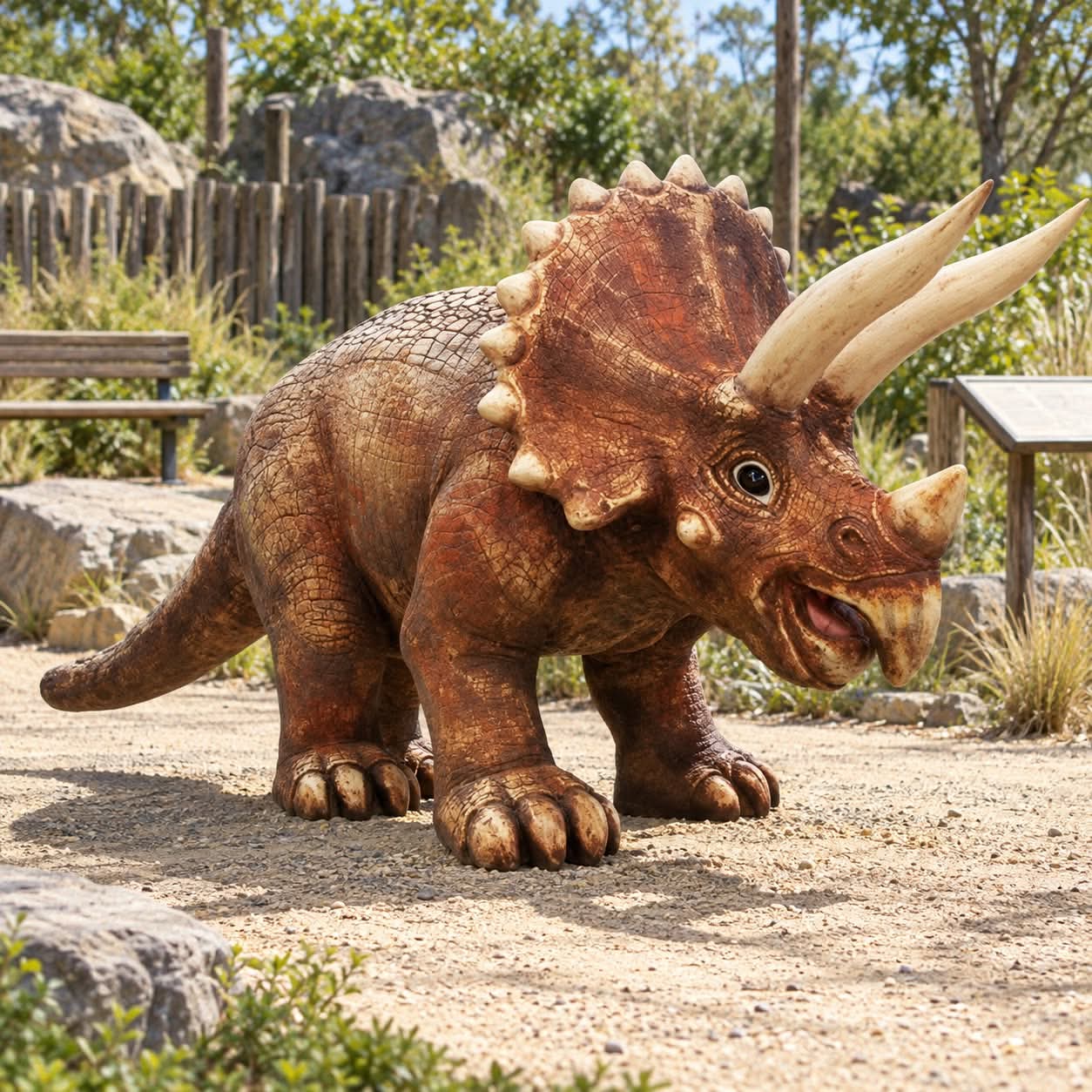 Triceratops mały z laminatu, dinozaur z trzema rogami do parku dinozaurów i placu zabaw 250 cm