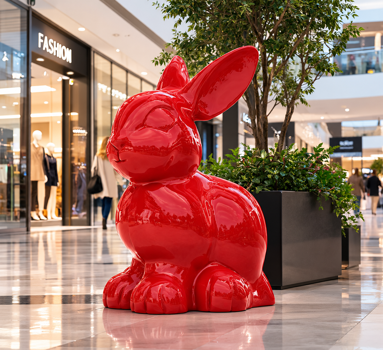Błyszcząca figura zająca wielkanocnego do dekoracji centrum handlowego 120 cm