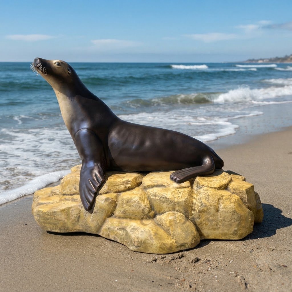 Realistyczna figura kalifornijskiego lwa morskiego do oceanarium i parku 235 cm