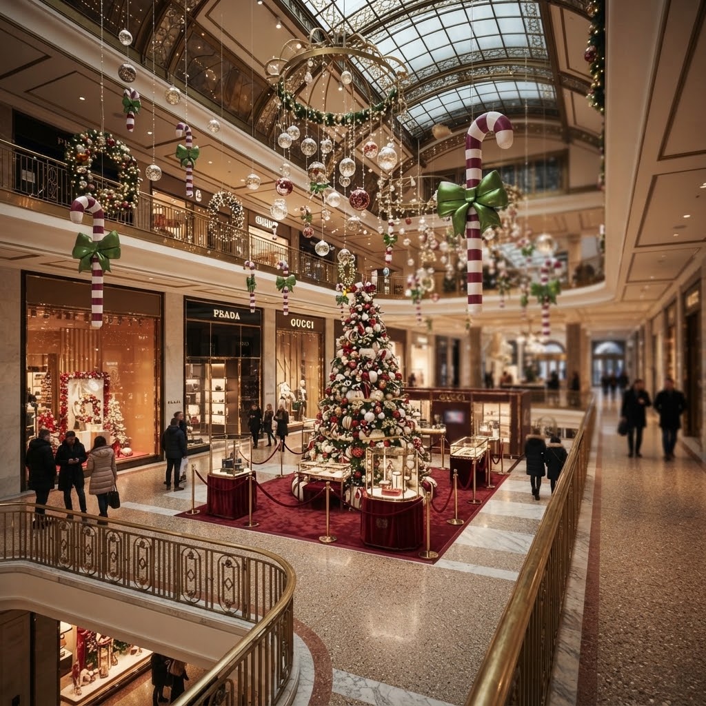 Figura świąteczna laski cukierkowej z kokardą do witryny i centrum handlowego 120 cm