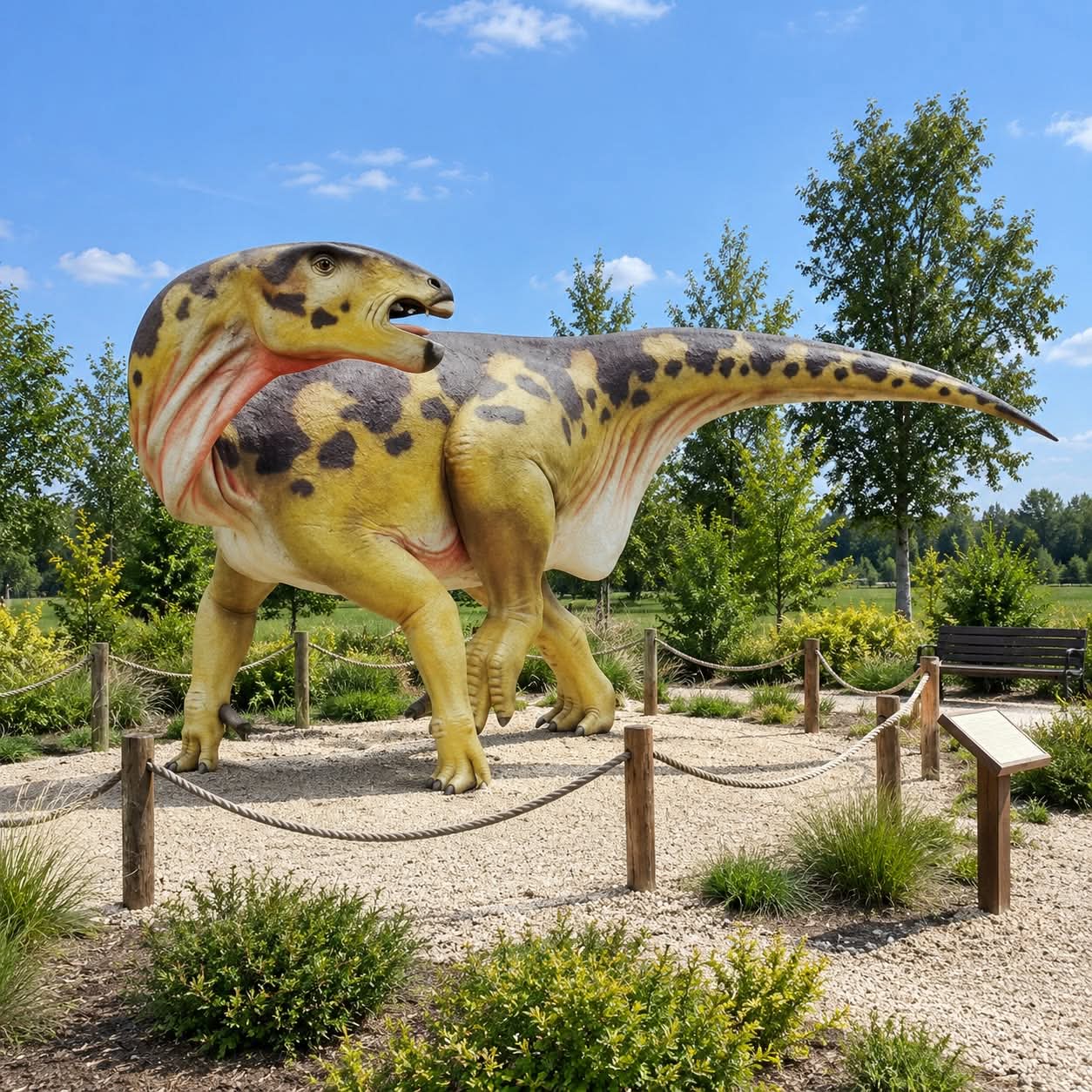 Figura Iguanodon z laminatu, żółty dinozaur roślinożerny do parku dinozaurów 550 cm