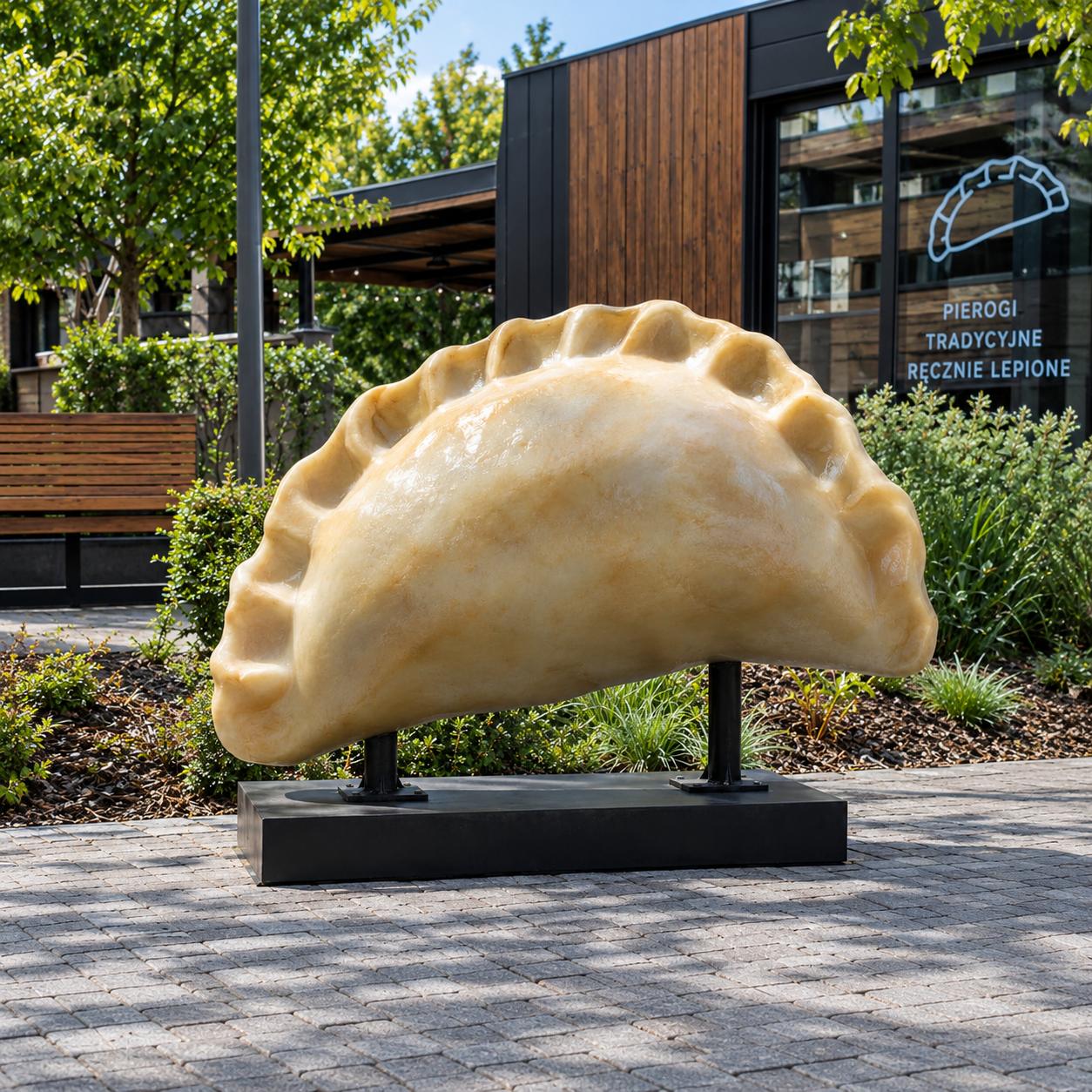 Reklamowa figura pieroga na stojaku do restauracji i food courtu 120 cm