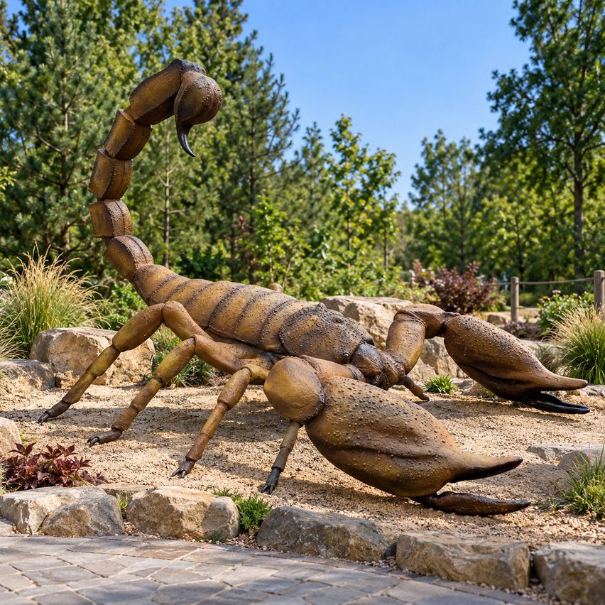 Gigantyczna figura skorpiona z uniesionym ogonem do parku owadów i zoo 365 cm