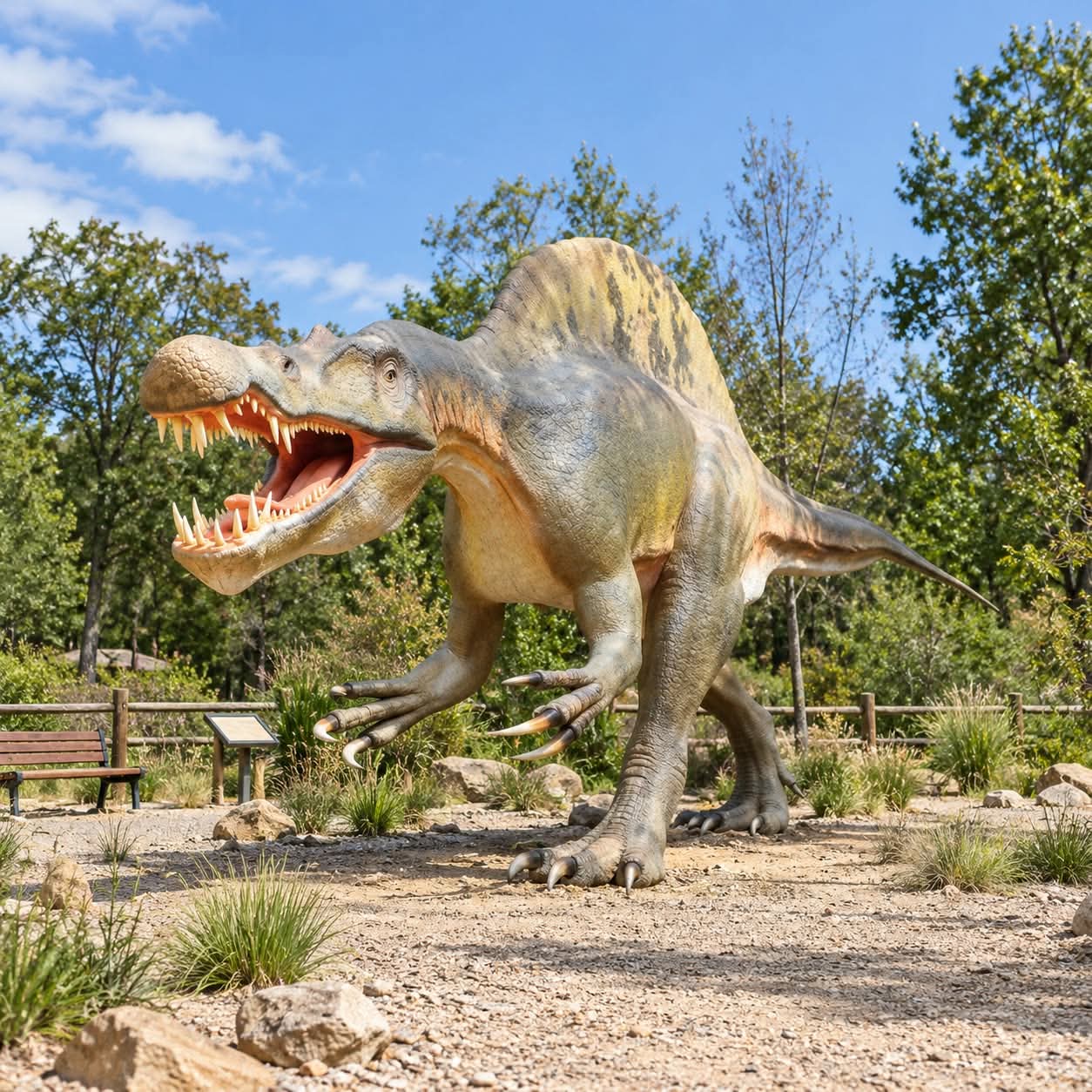 Spinozaur z żaglem na grzbiecie, wielki dinozaur do parku dinozaurów 850 cm