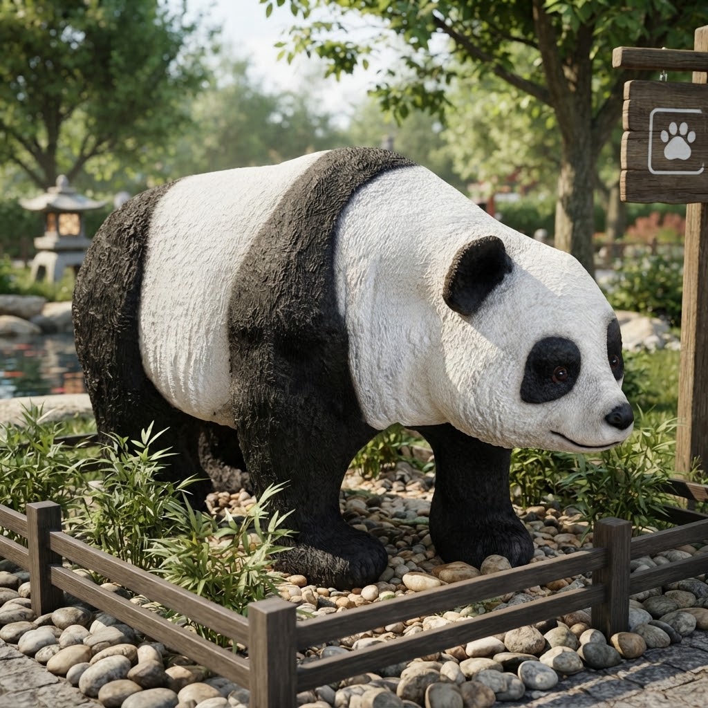 Naturalnej wielkości figura pandy do ogrodu zoologicznego 140 cm